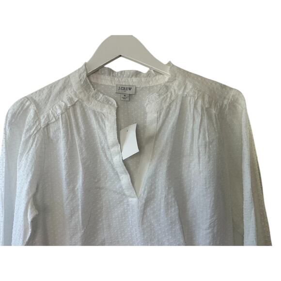 J.Crew White Popover Ruffle Top in Swiss Dot Women's Size Small New - Picture 2 of 7